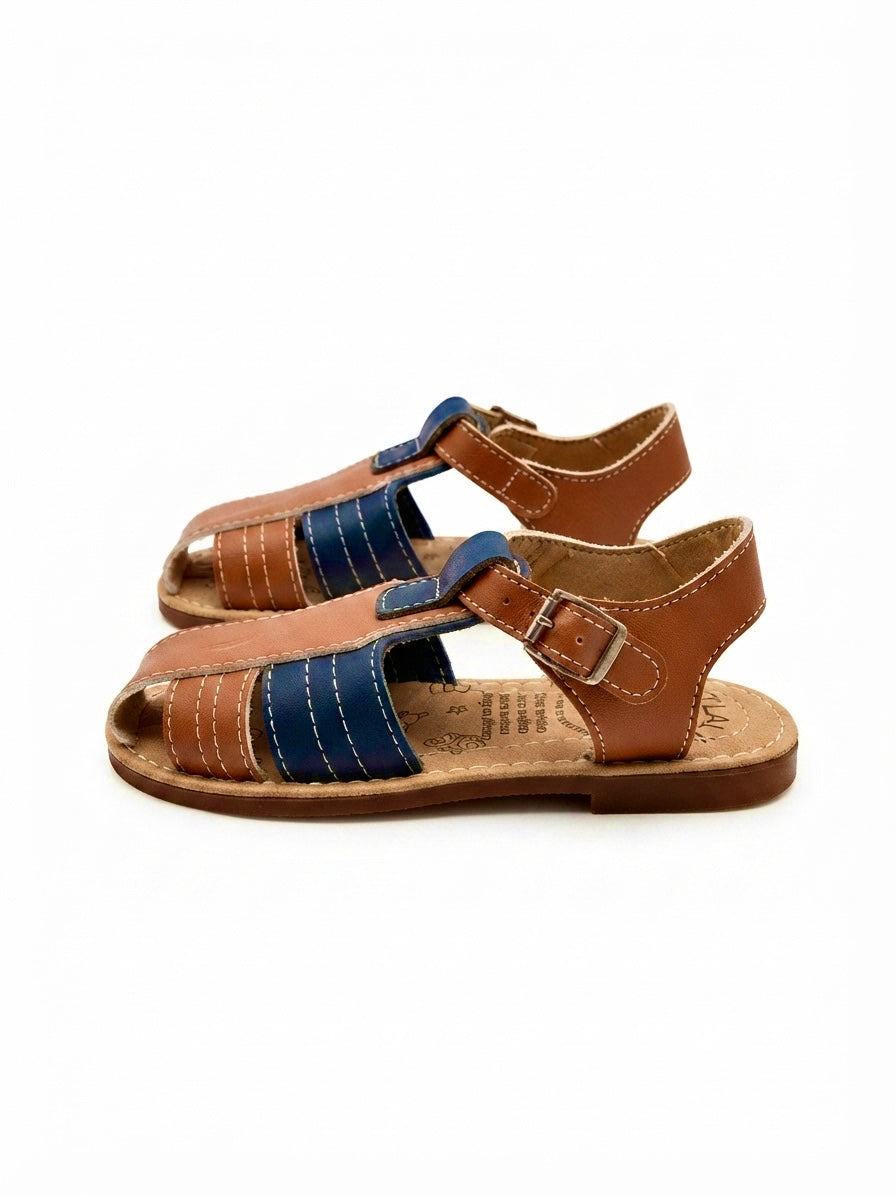 Huaraches niño OFERTA estilo casual en tonos camel y azul