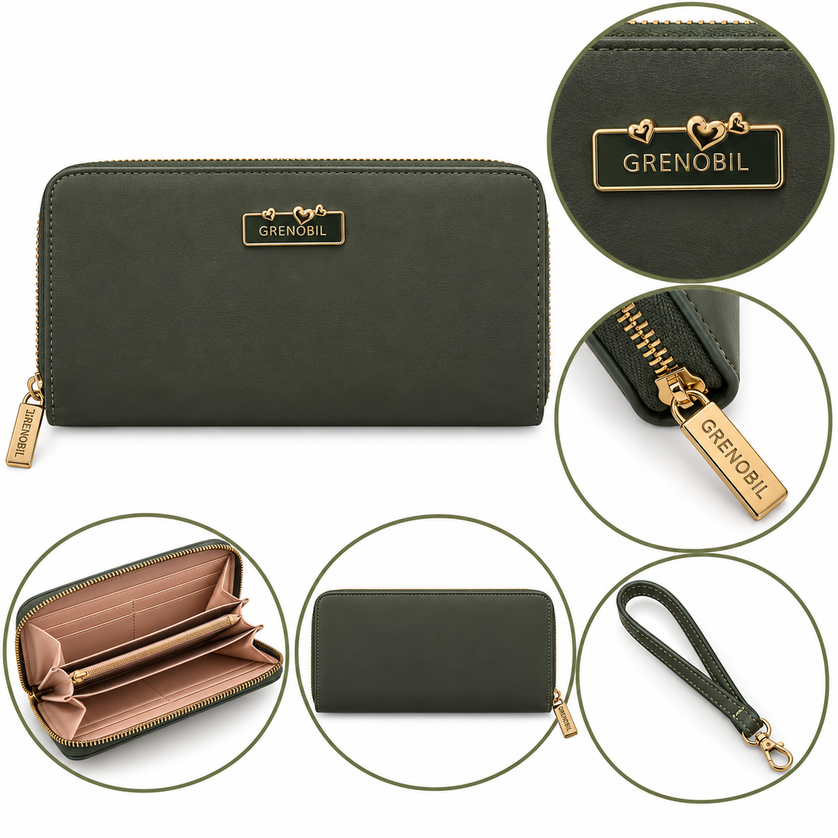 Cartera dama clásica con cierre completo ✨