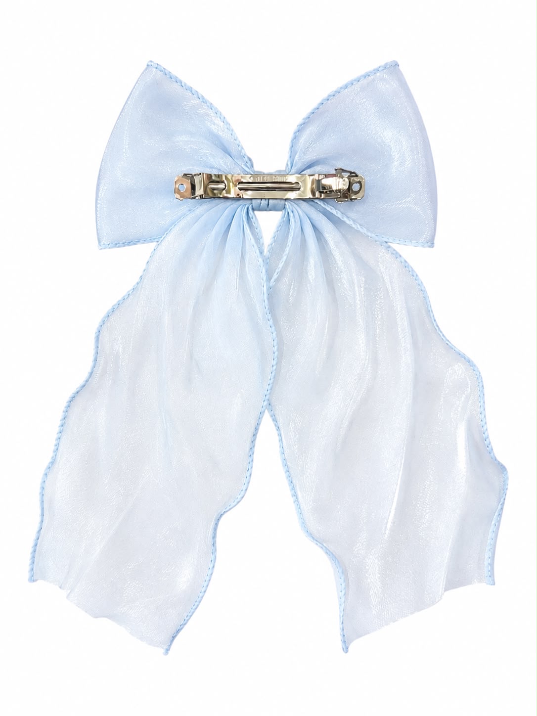 Moño niña azul cielo translúcido con tirantes largos 🎀🩵