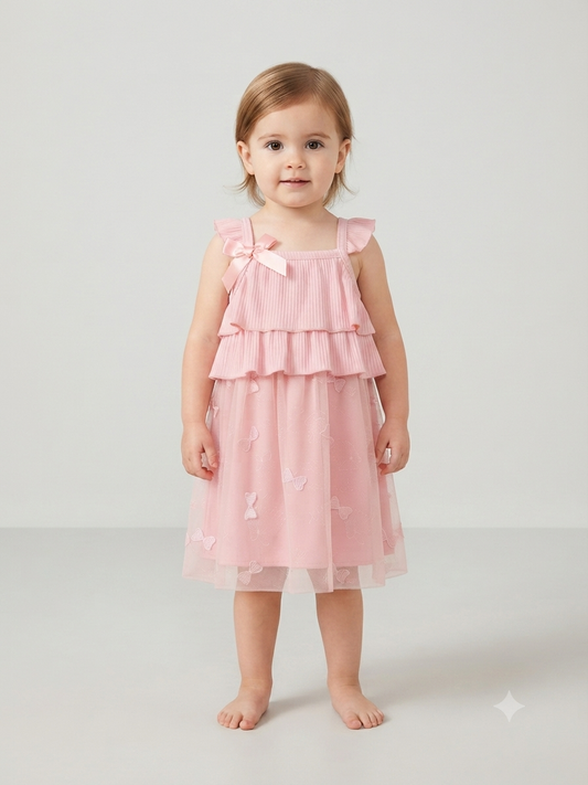 Vestido niña meses rosa con tul