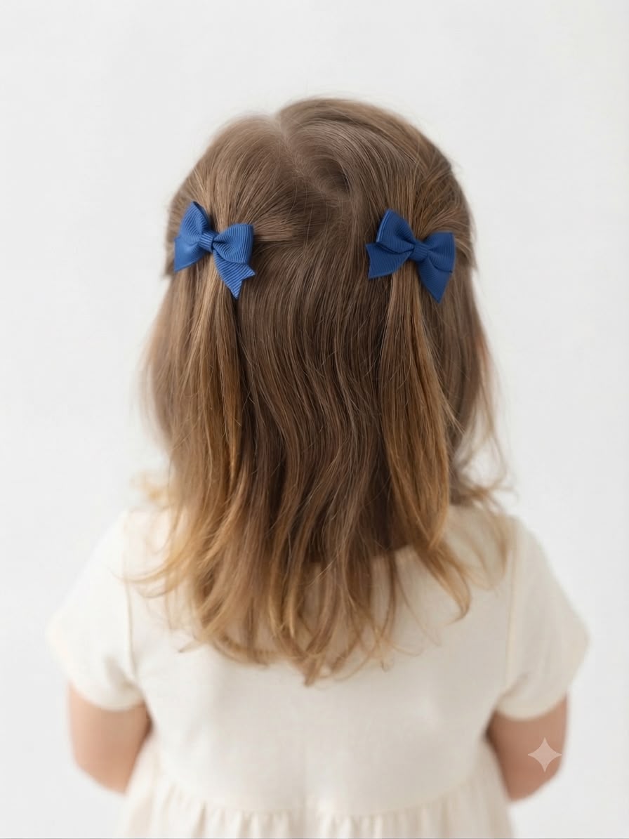 Moño Par Niña Azul Rey