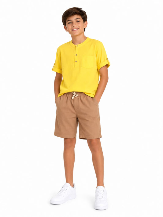 Set niño playera amarilla con short color caqui