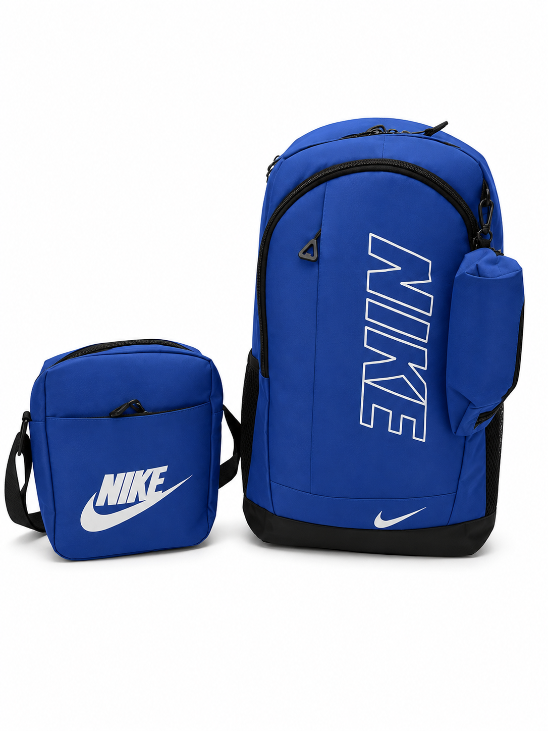 Set Mochila juvenil deportiva azul con estuche organizador y lapicera