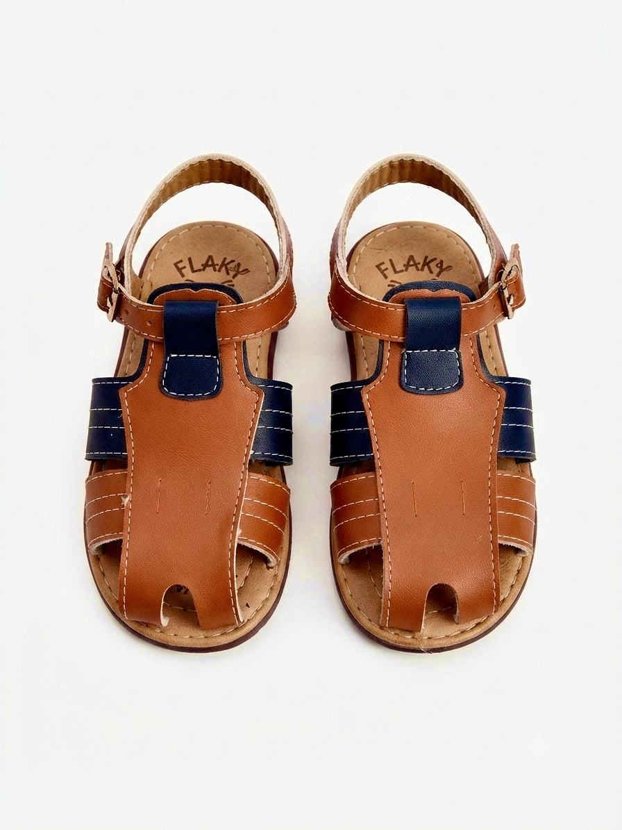 Huaraches niño OFERTA estilo casual en tonos camel y azul