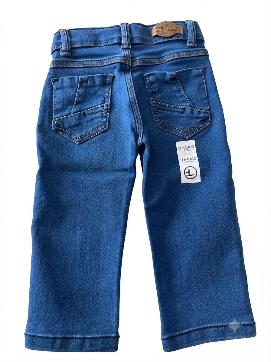 Pantalón niño mezclilla azul con detalles desgastados