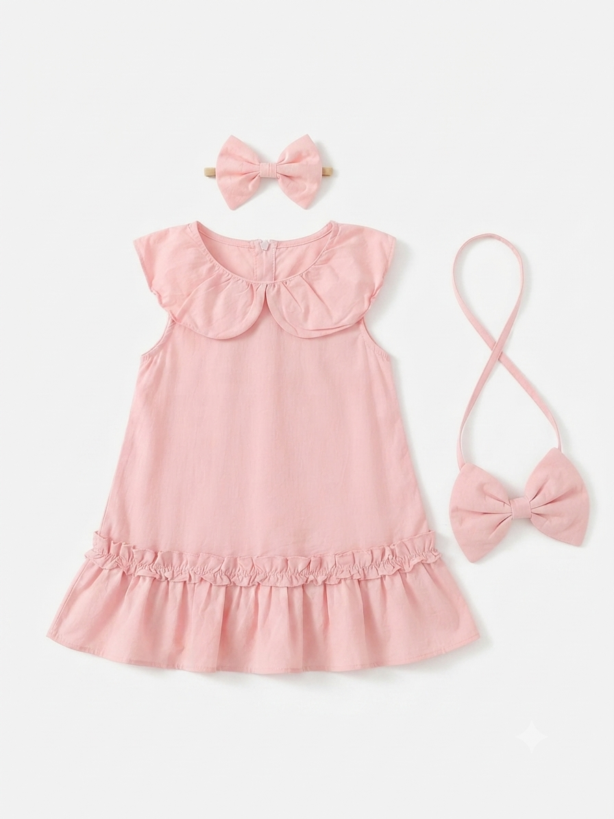 Vestido niña meses rosa con moños