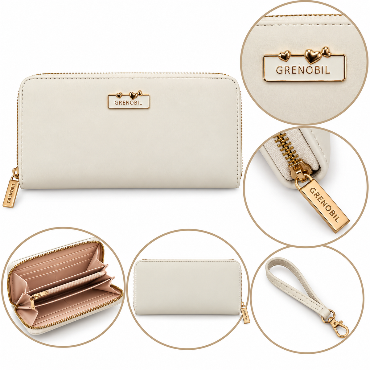 Cartera dama clásica con cierre completo ✨