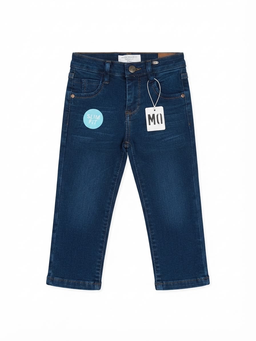 Pantalón niño mezclilla azul oscuro de corte recto