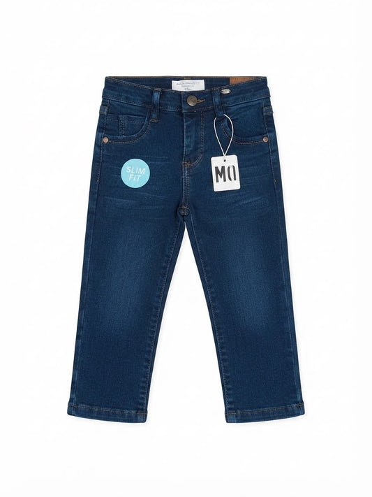Pantalón niño mezclilla azul oscuro de corte recto