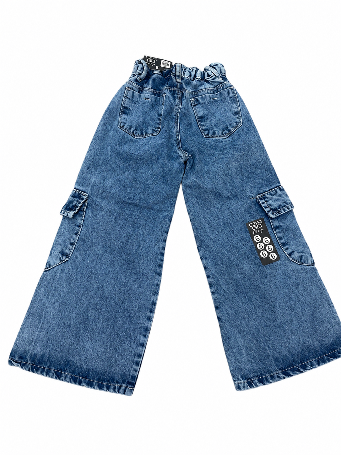 Pantalón niña mezclilla cargo wide leg