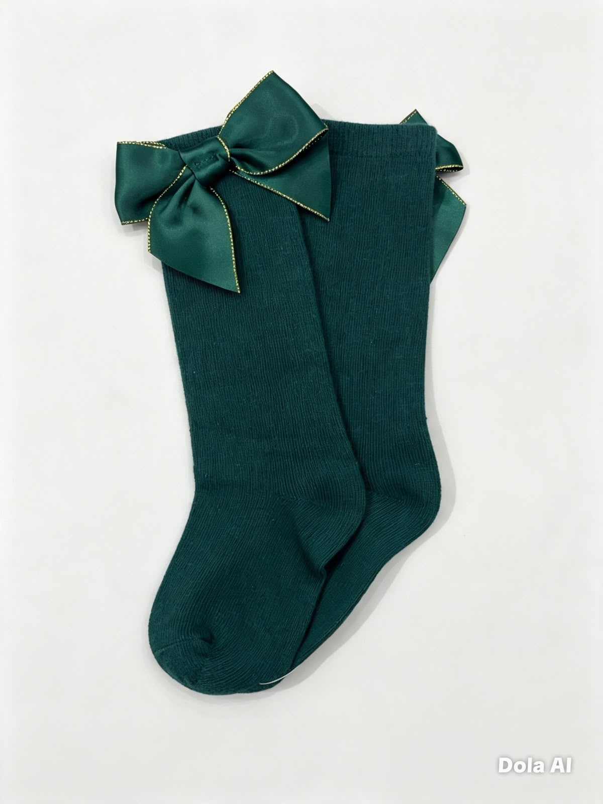 Calcetas niña con moño verde
