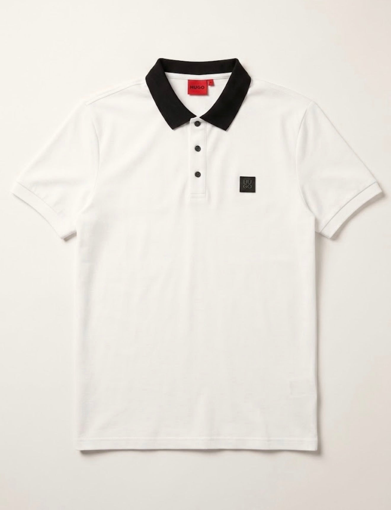 Playera caballero Extra Grande 2XL polo HUG@ blanca con detalles negr@