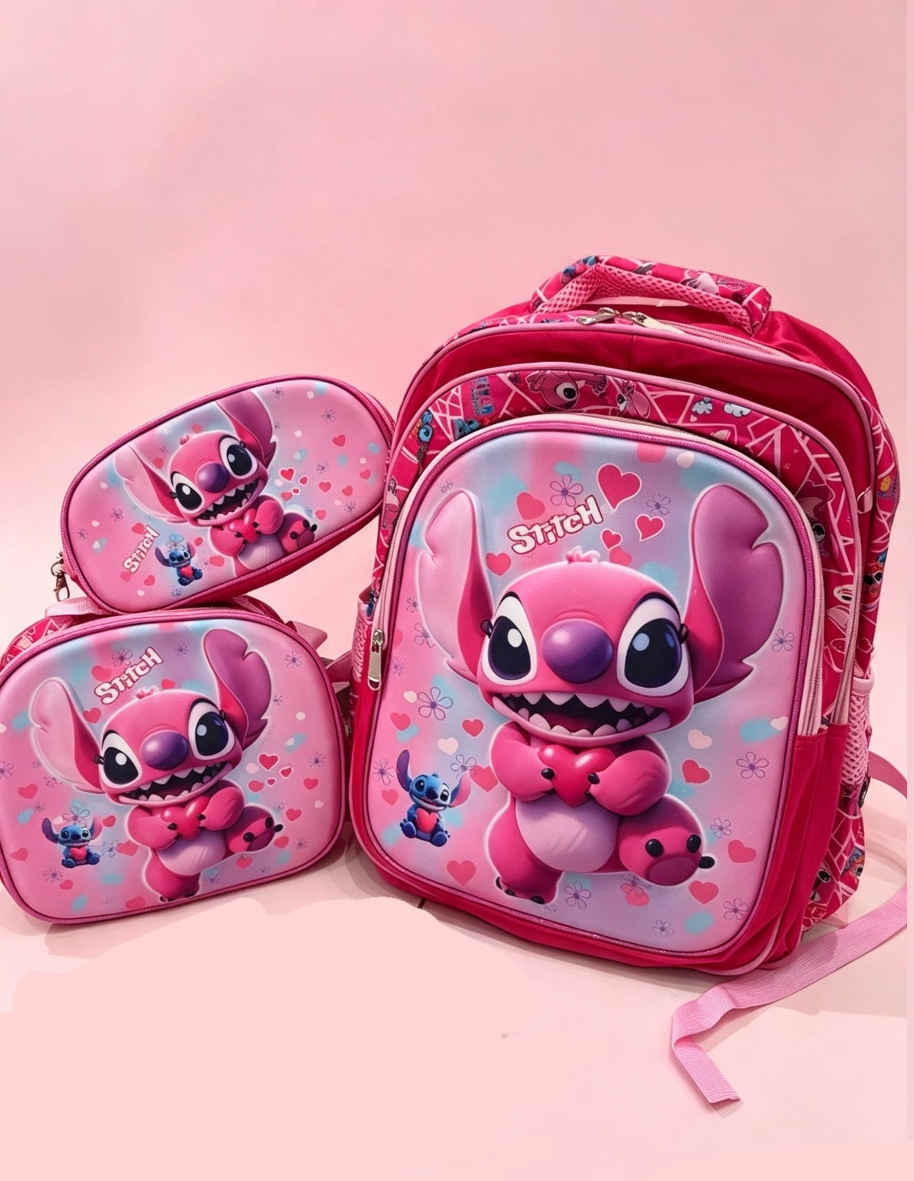 Mochila escolar infantil de alien rosa