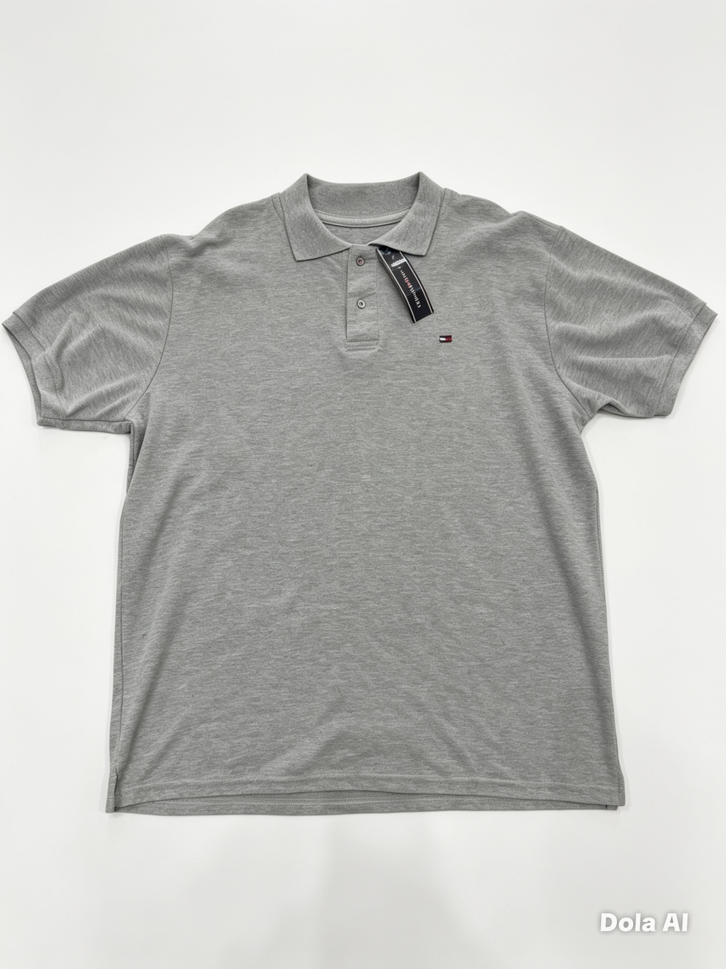 Playera caballero PLUS 4XL Polo Tommy HILF@R Gris Jaspeado
