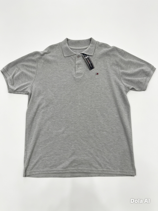 Playera caballero PLUS 4XL Polo Tommy HILF@R Gris Jaspeado