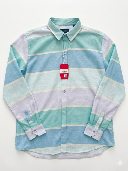Camisa caballero XL Extra Grande FIFF@Rs Rayas tonos Aqua