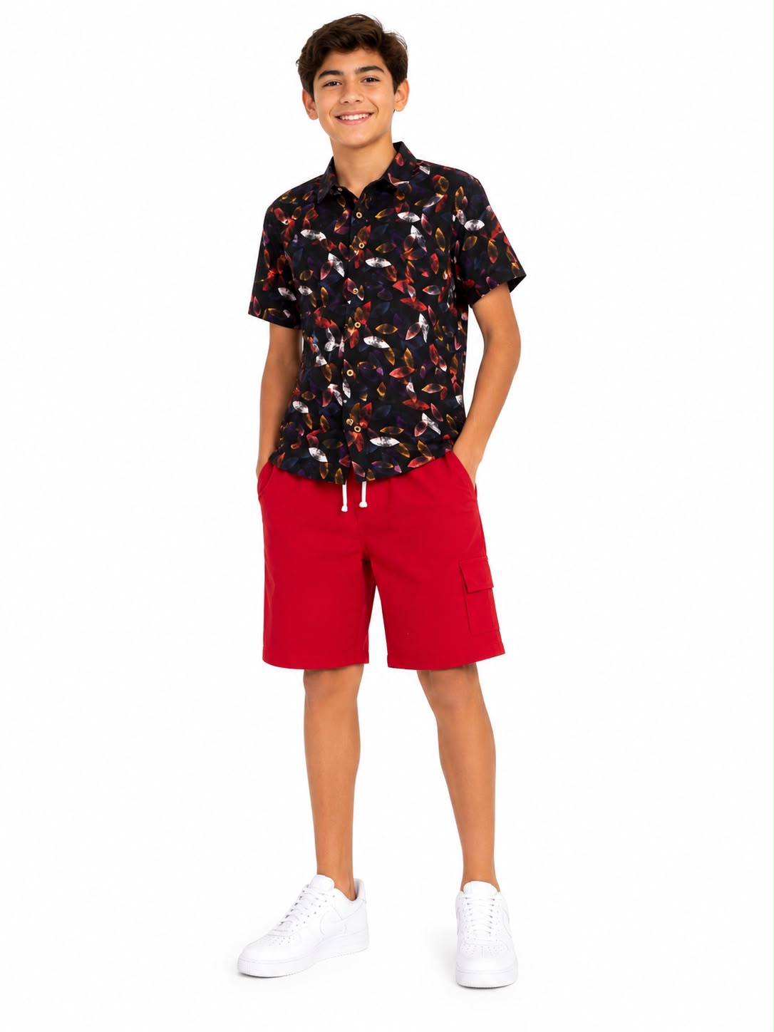 Set niño camisa estampada + bermuda cargo
