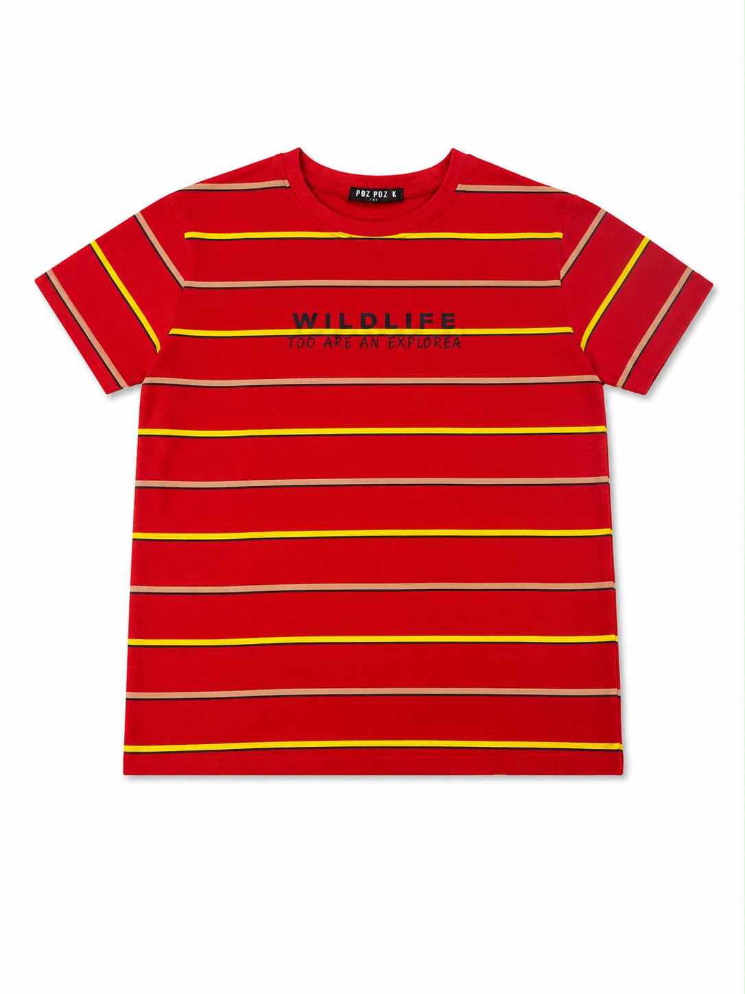 Set niño playera roja de rayas con short azul marino