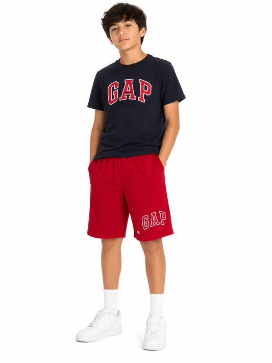 Set niño playera azul marino con short rojo