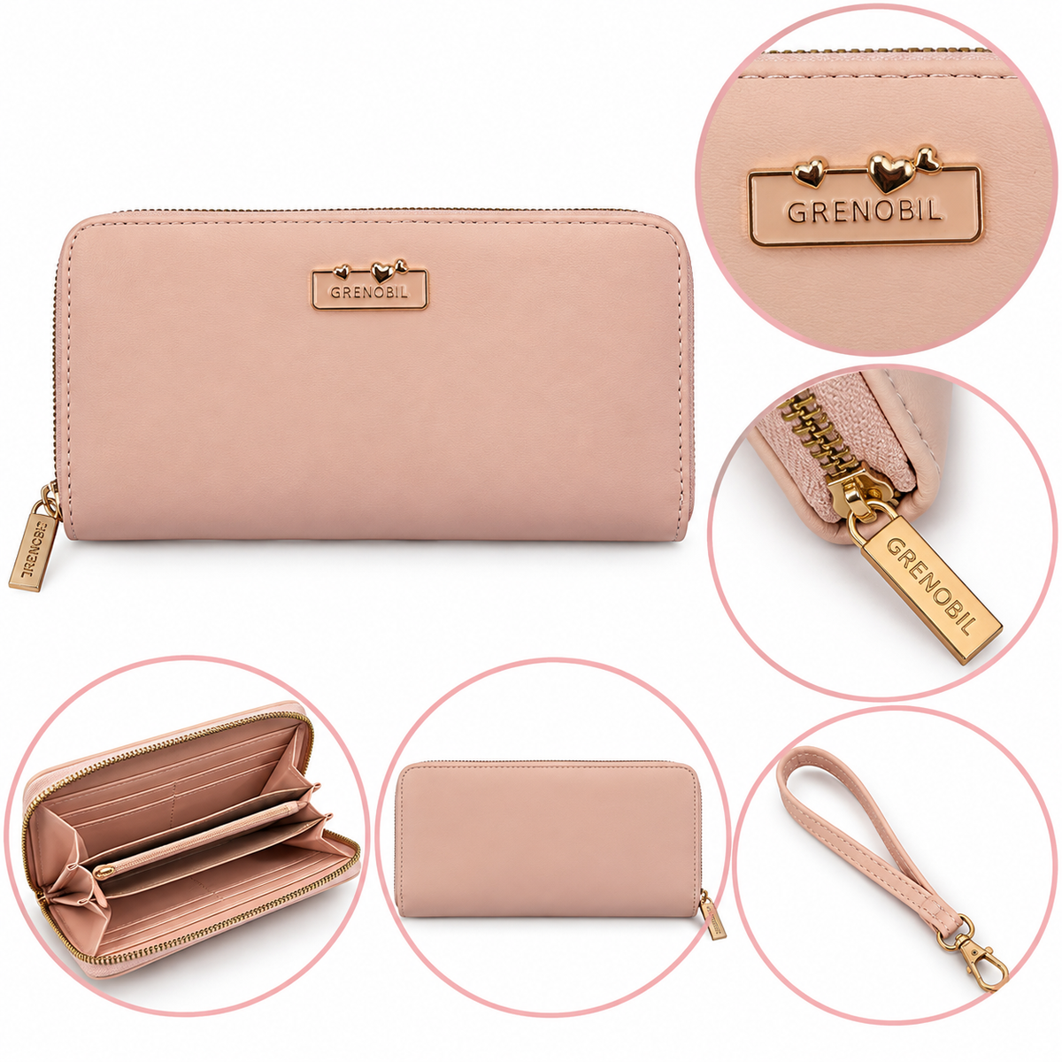 Cartera dama clásica con cierre completo ✨