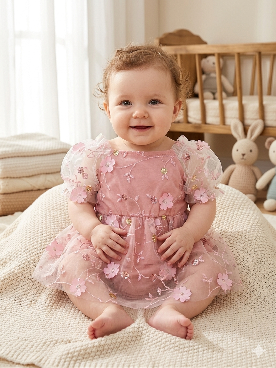 Vestido Floral Rosa para Bebé 🌸✨ NIÑA MESES