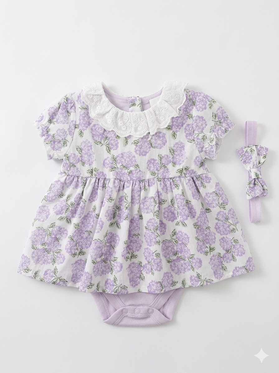 Conjunto Floral Lila para Bebé 🌸💜 NIÑA MESES