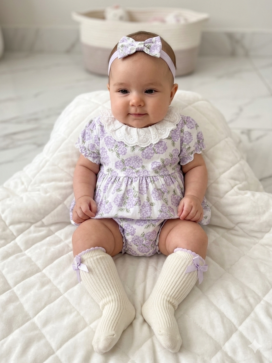 Conjunto Floral Lila para Bebé 🌸💜 NIÑA MESES