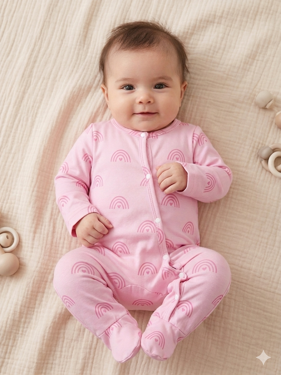 Mameluco Rosa Arcoíris 💕🌈 NIÑA MESES