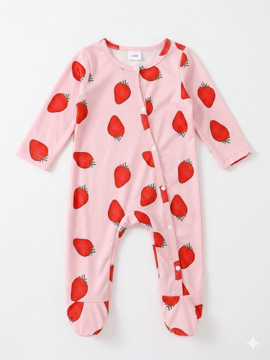 Mameluco Fresas Rosa 🍓💕 NIÑA MESES