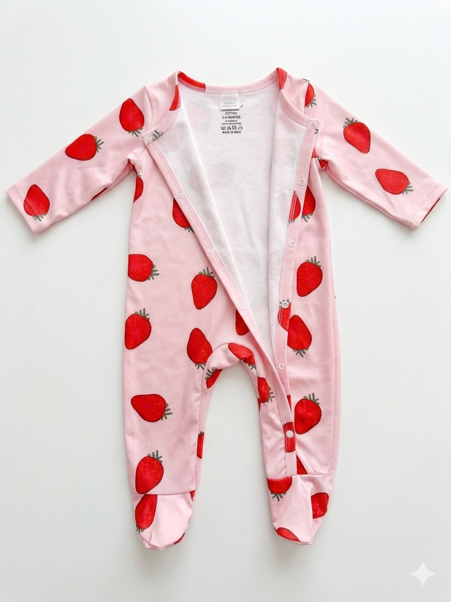 Mameluco Fresas Rosa 🍓💕 NIÑA MESES