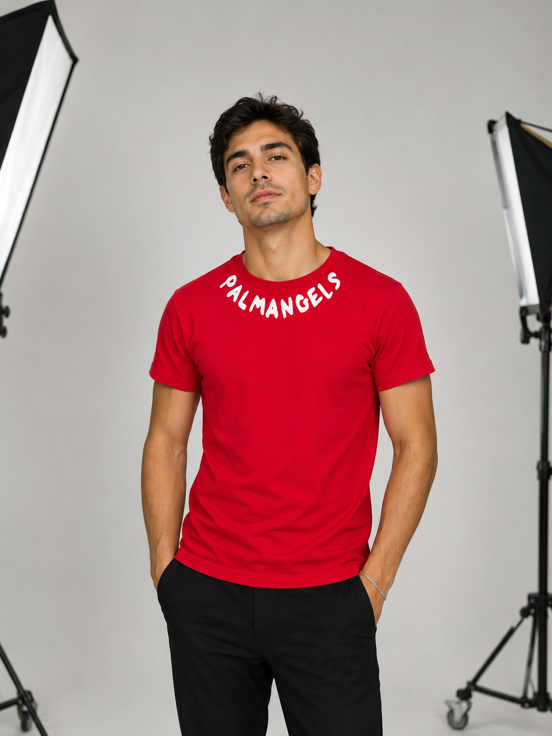 Playera Caballero chica redondo P@LM @NGELS rojo