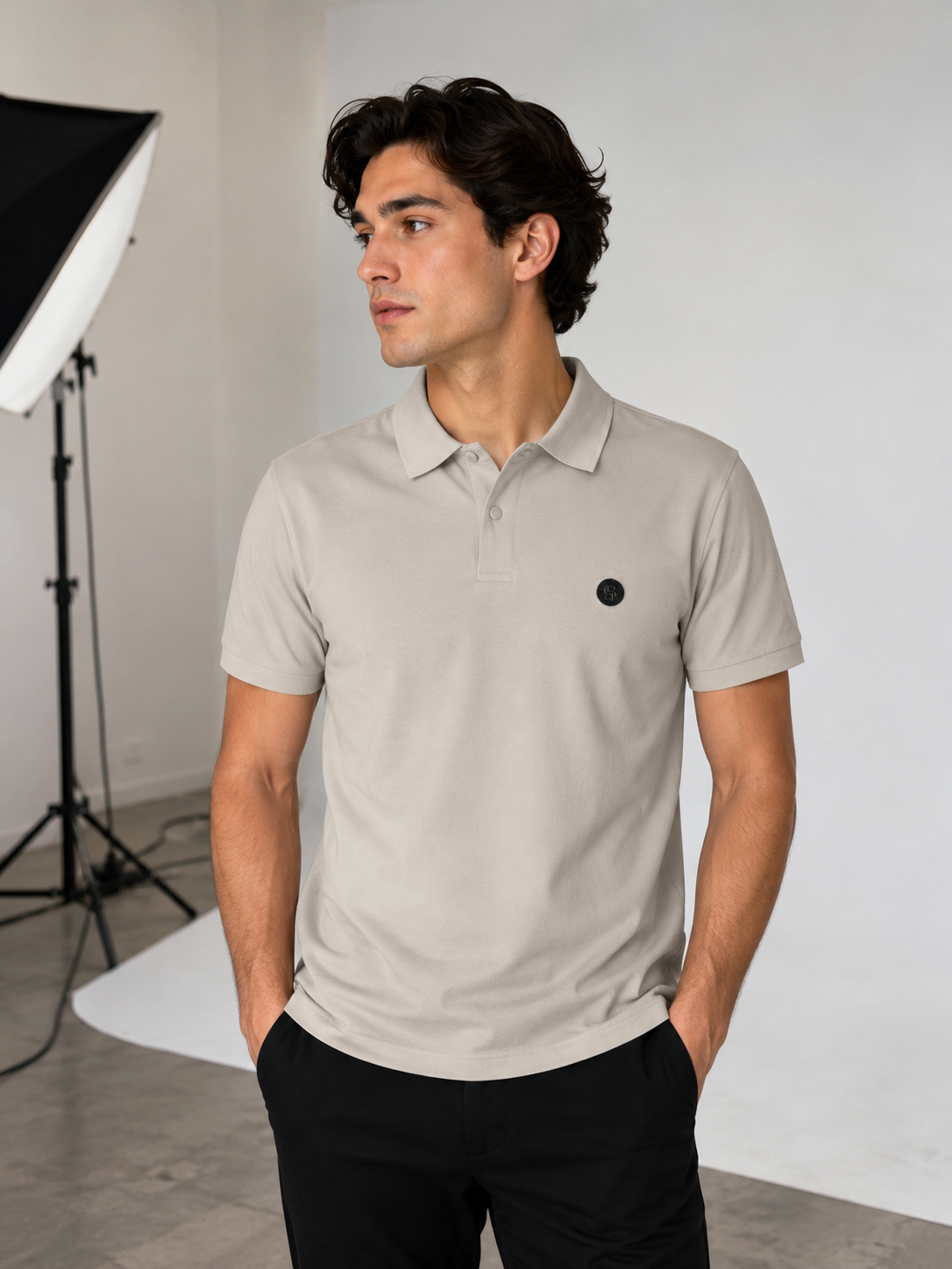 Playera Caballero chica polo B@SS gris