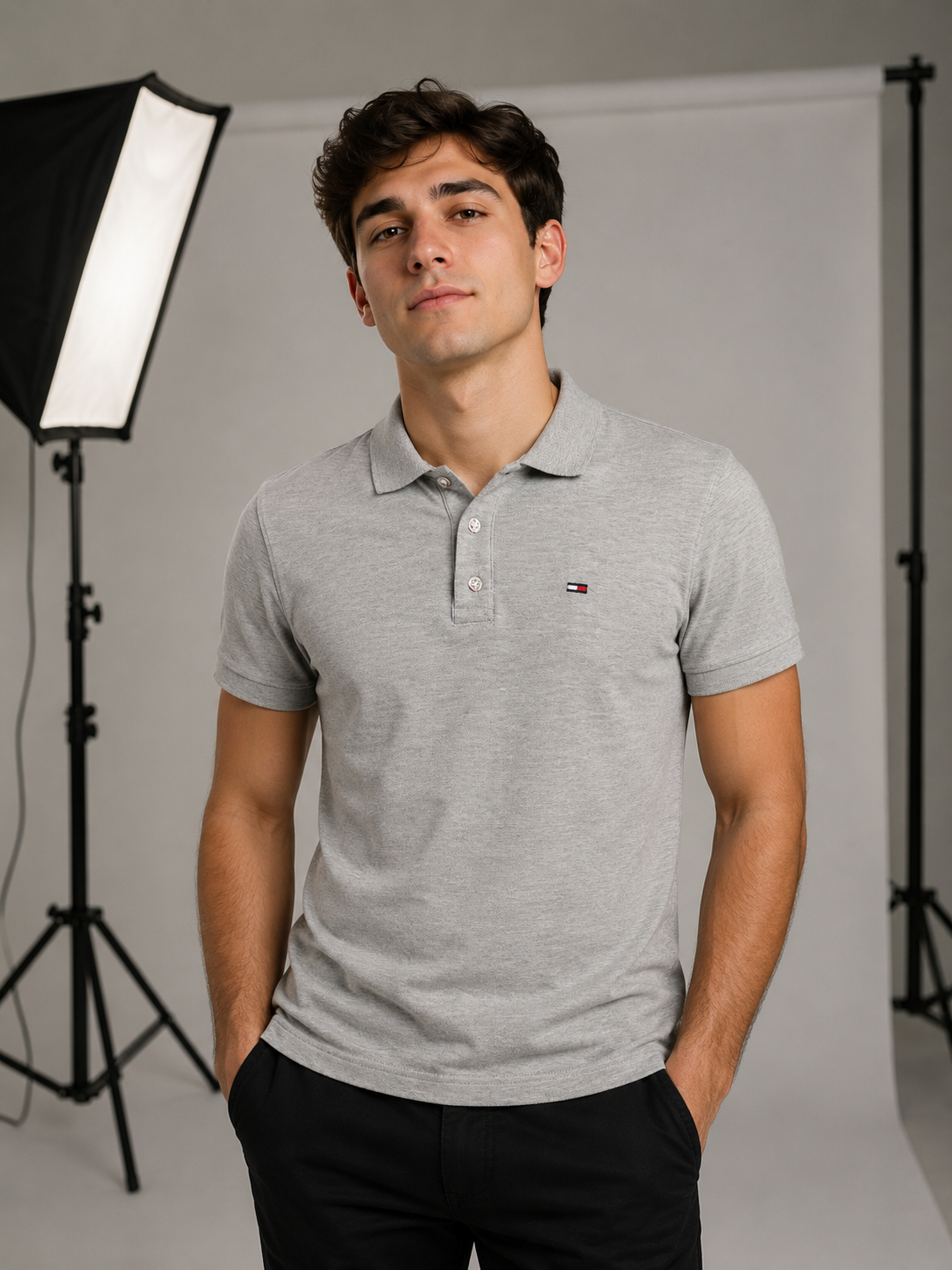 Playera Caballero chica polo T@MMY HILFIG@R GRIS