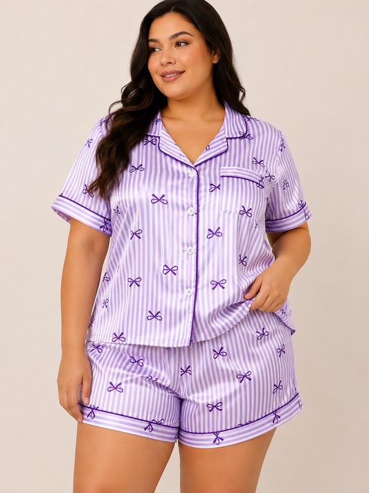 Pijama Dama Moñitos Lila
