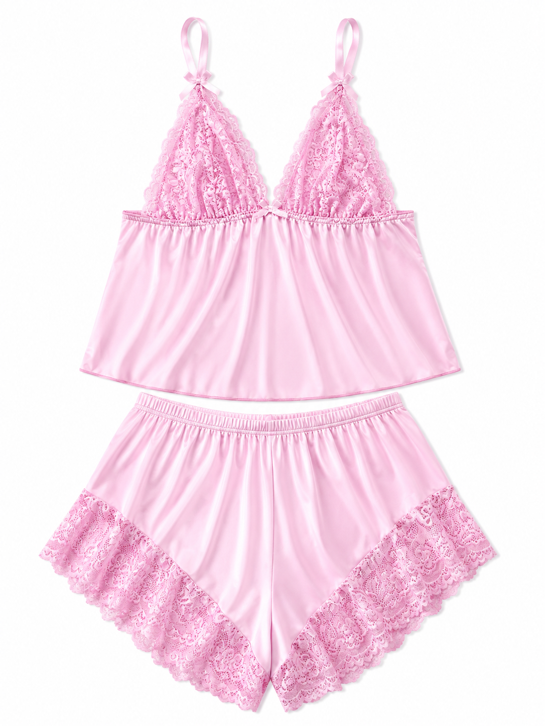 Pijama Dama Rosa con Encaje