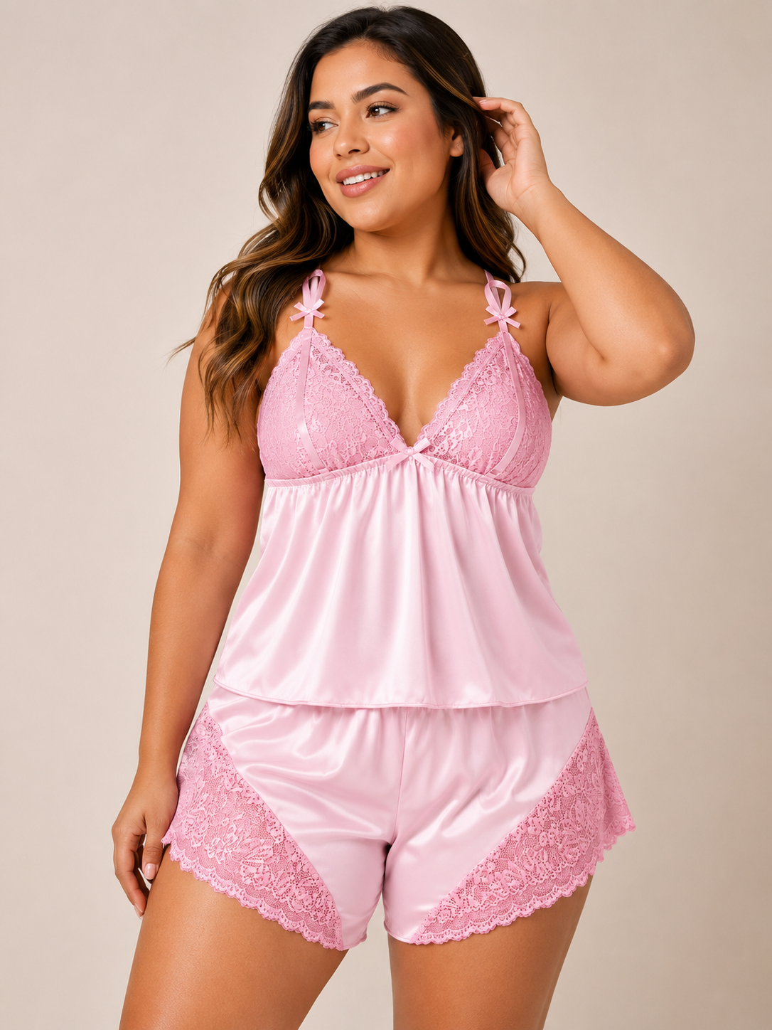 Pijama Dama Rosa con Encaje