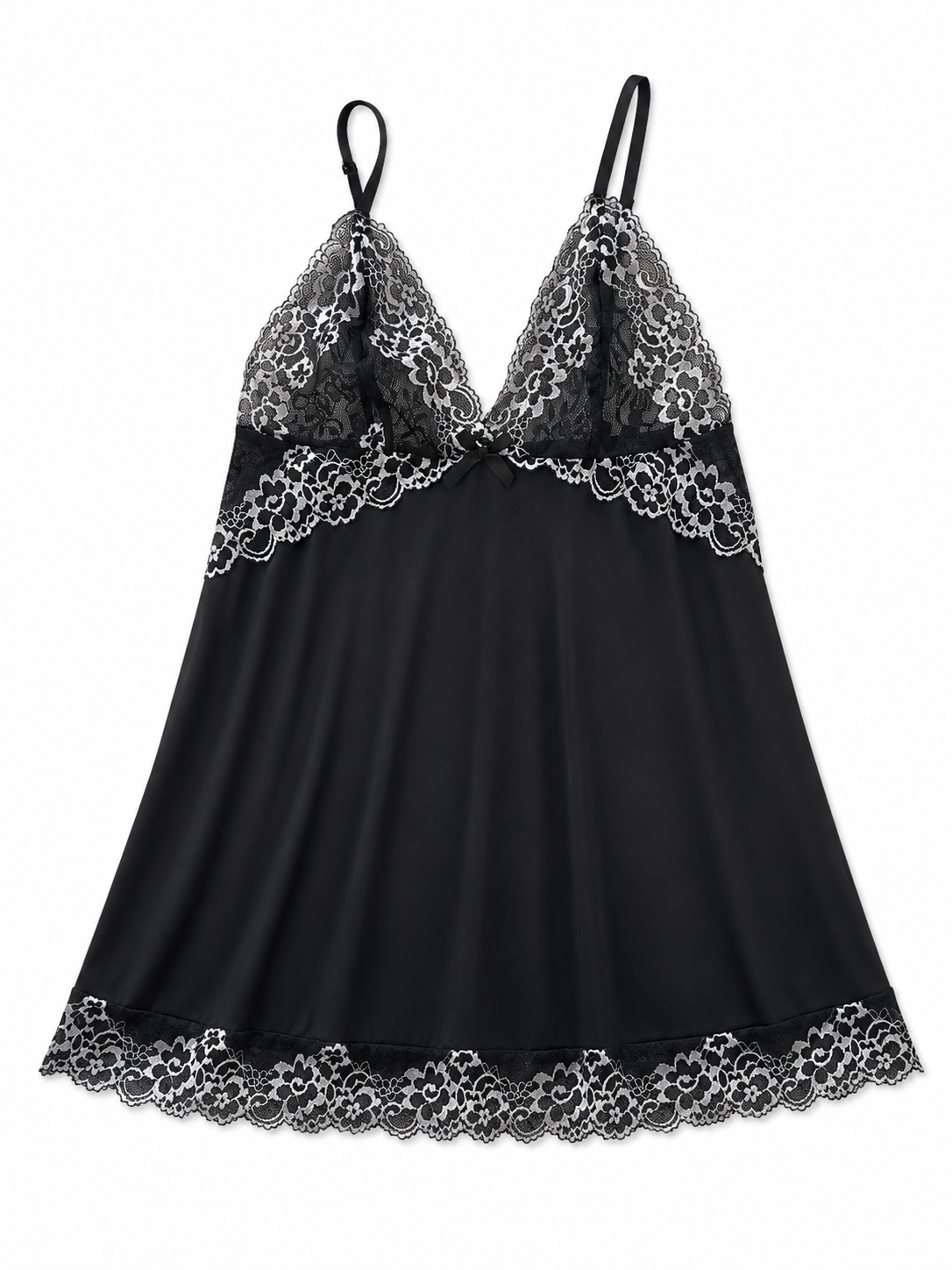 Vestido Pijama Dama con Encaje Negro