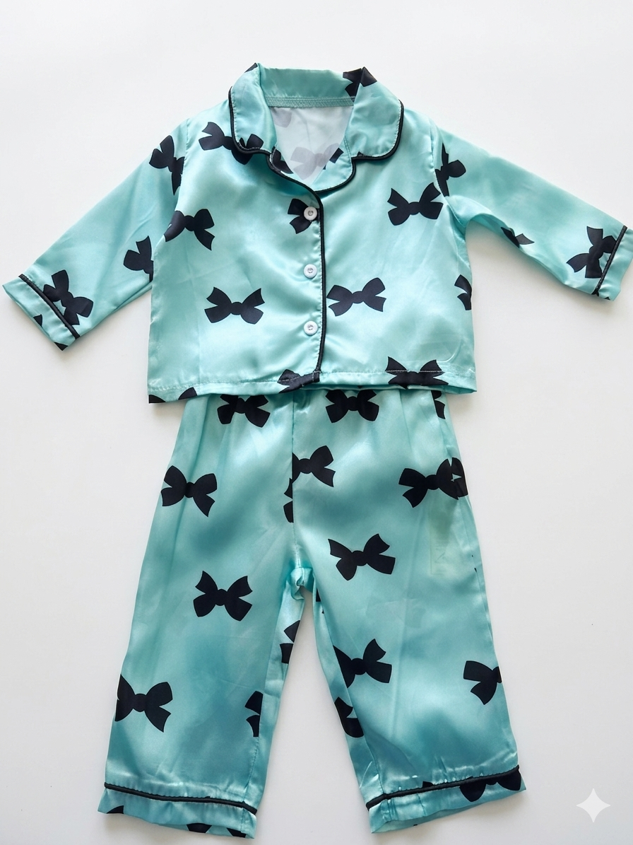Pijama Infantil de Satín con Moñitos 🎀✨ NIÑA MESES