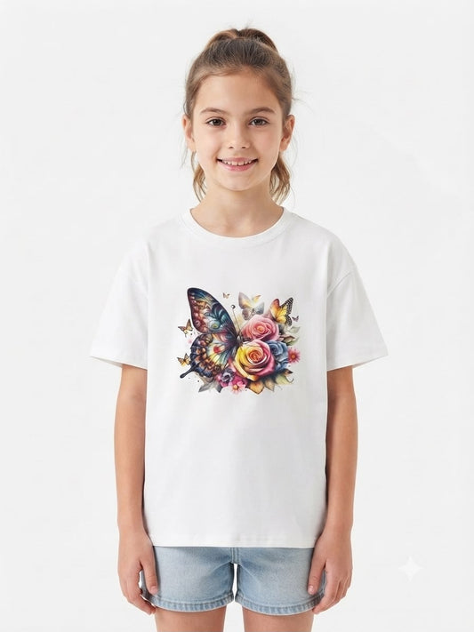 Blusa niña estampado mariposa y flores