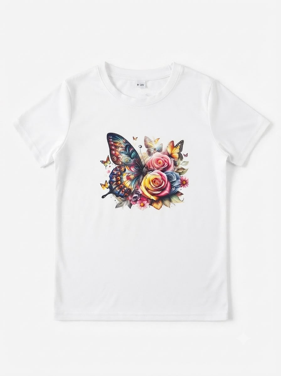 Blusa niña estampado mariposa y flores