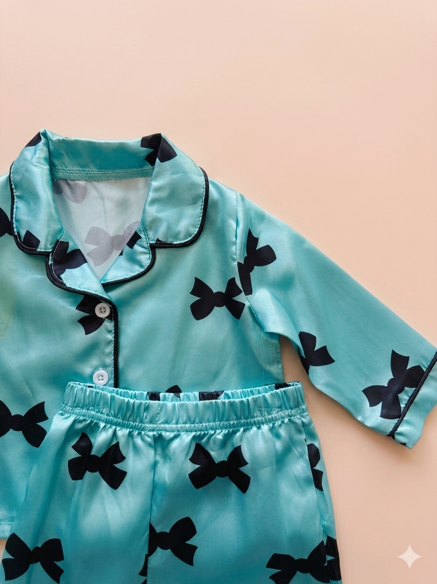 Pijama Infantil de Satín con Moñitos 🎀✨ NIÑA MESES