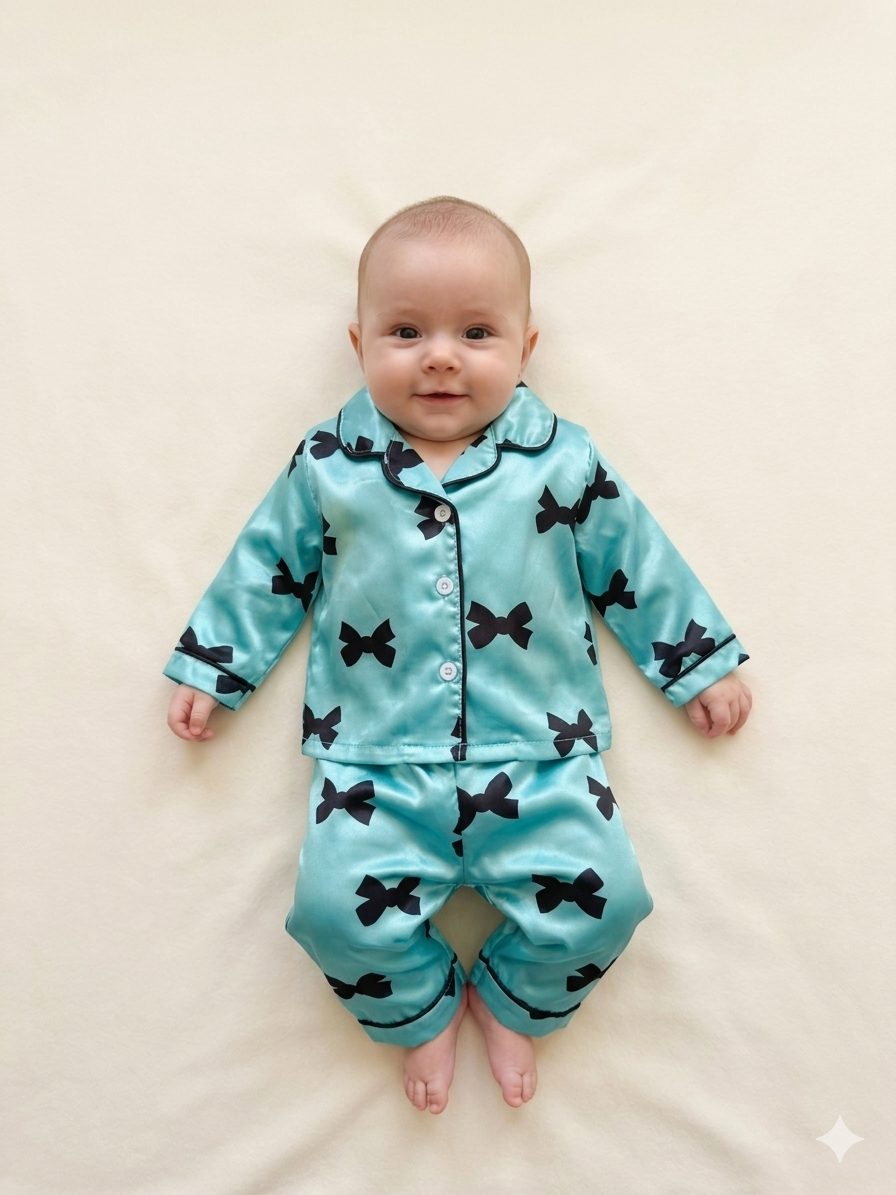 Pijama Infantil de Satín con Moñitos 🎀✨ NIÑA MESES