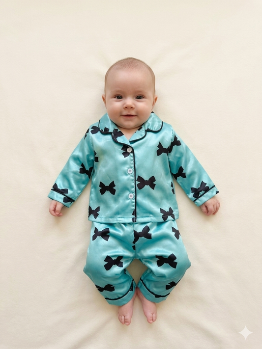 Pijama Infantil de Satín con Moñitos 🎀✨ NIÑA MESES