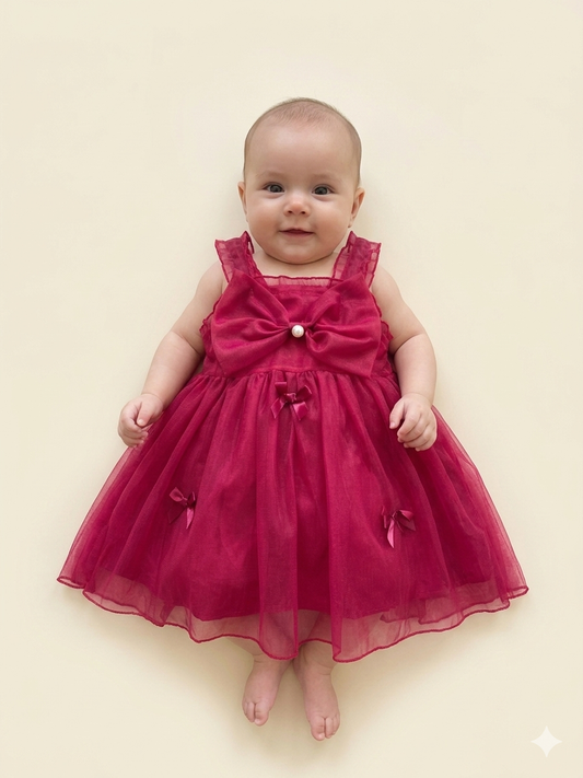 Vestido Infantil Elegancia Rubí ❤️🎀 NIÑA MESES