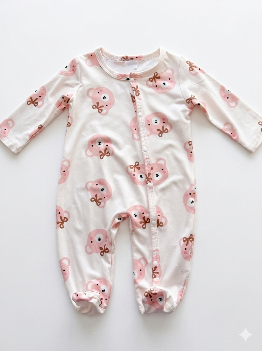 Mameluco para Bebé Ositas Rosa 🧸💗 NIÑA MESES