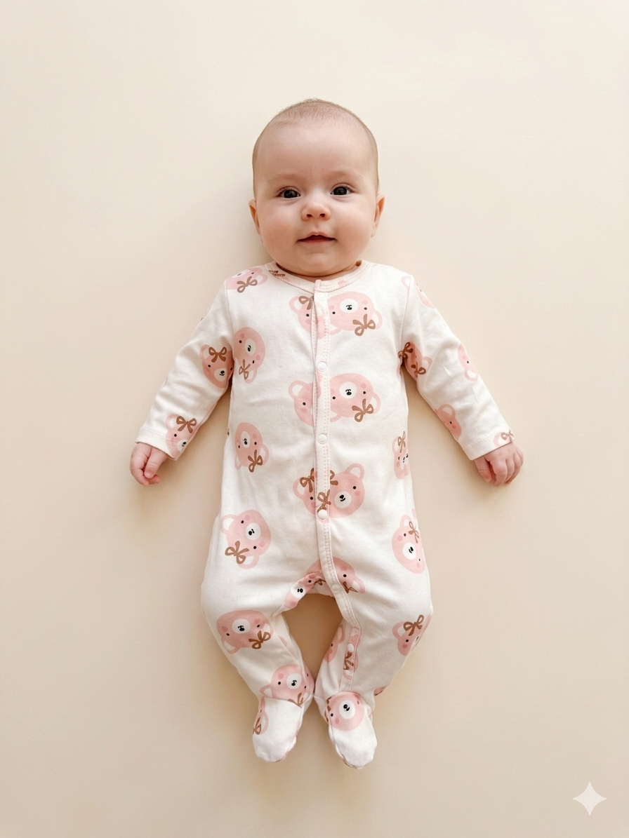 Mameluco para Bebé Ositas Rosa 🧸💗 NIÑA MESES