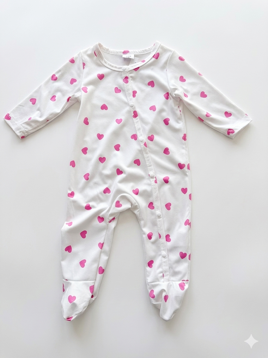 Mameluco para Bebé Corazoncitos Rosa 💕 NIÑA MESES