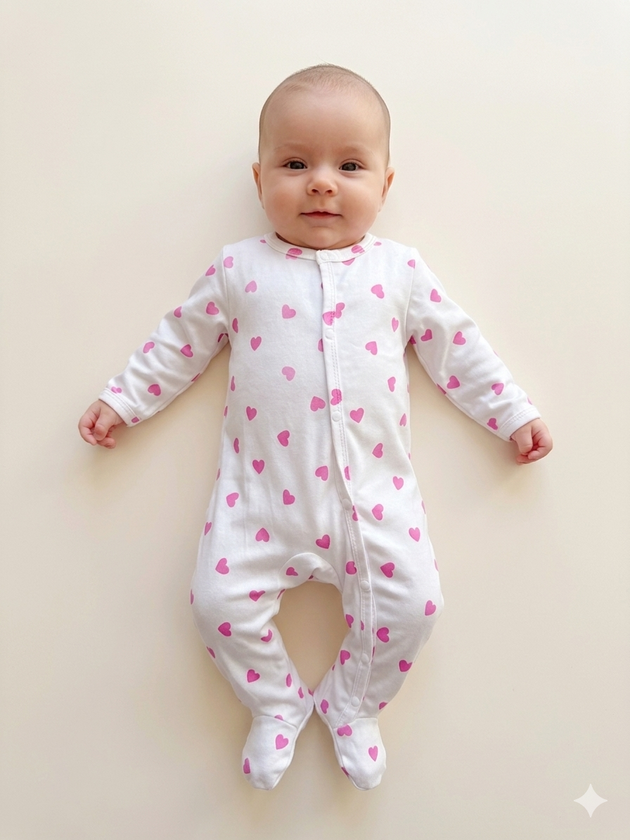 Mameluco para Bebé Corazoncitos Rosa 💕 NIÑA MESES