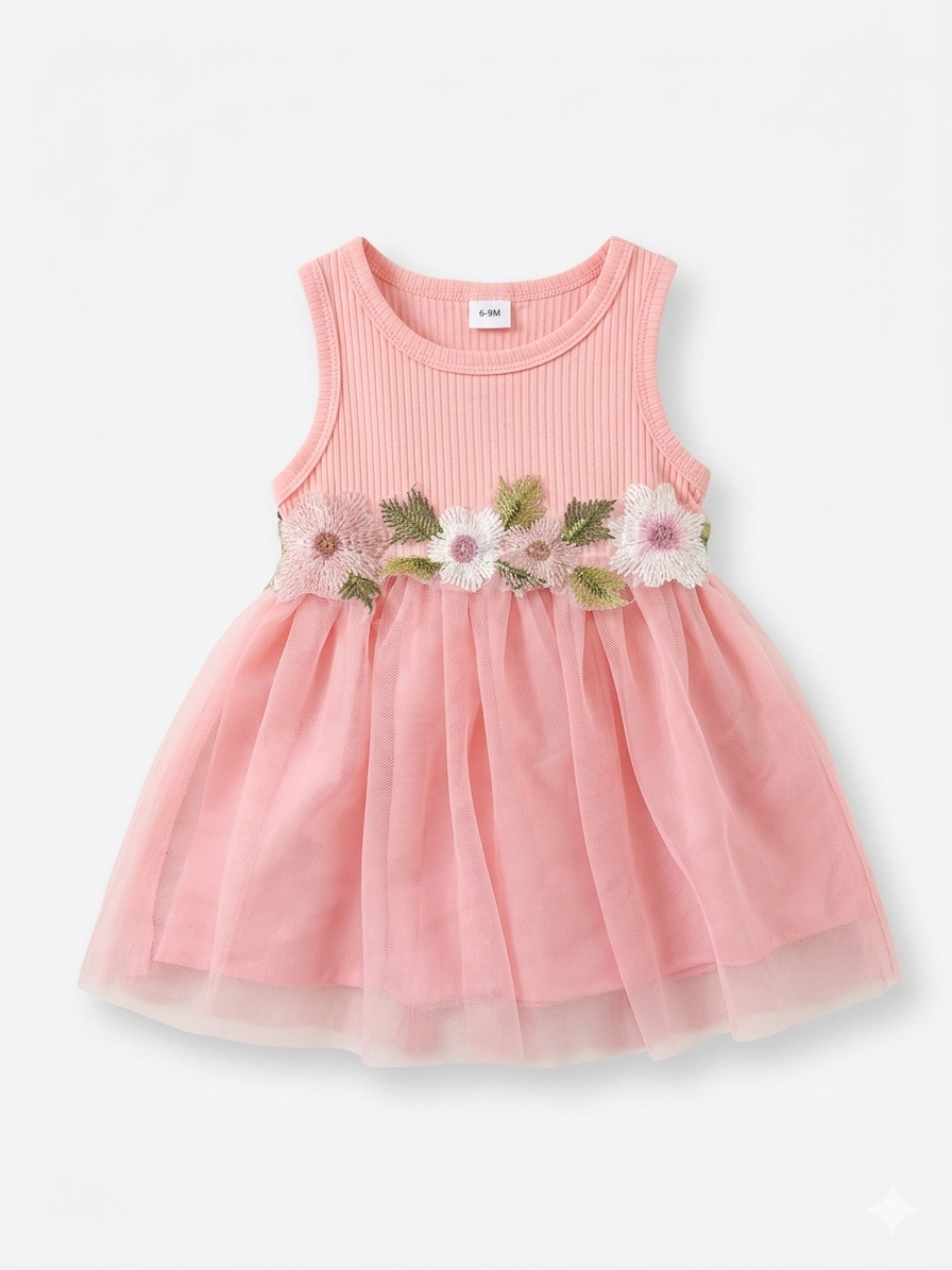 Vestido Infantil Floral Rosa 🌸💖 NIÑA MESES