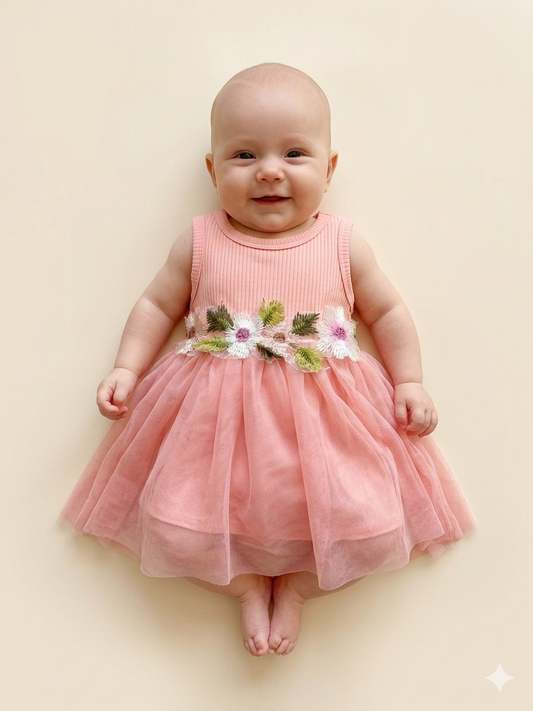Vestido Infantil Floral Rosa 🌸💖 NIÑA MESES